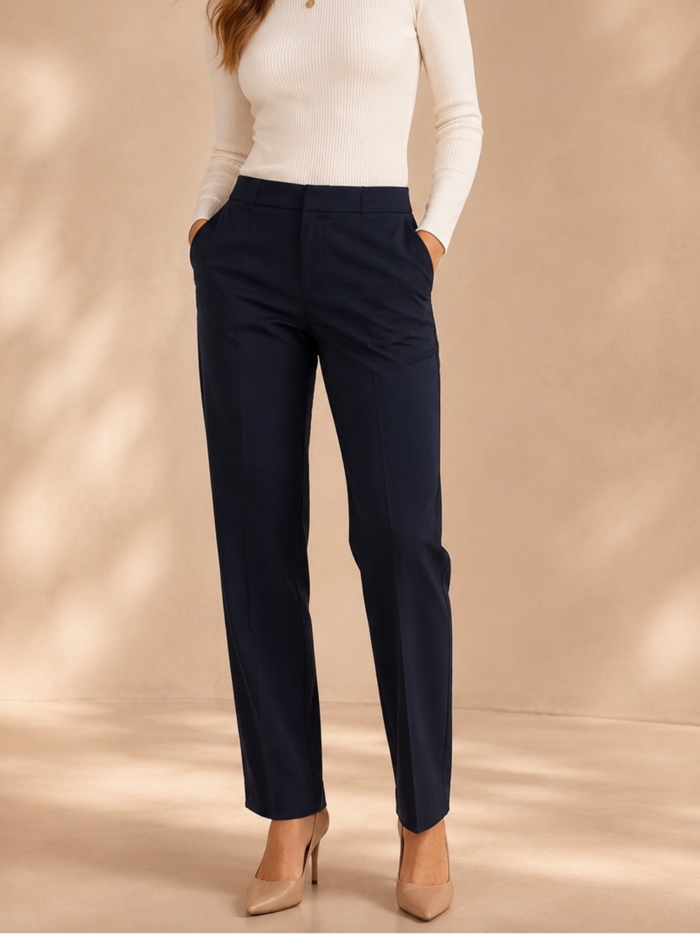 Premise Navy Tailored Trousers Size 6 Straight Leg Workwear Pants